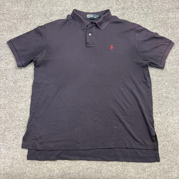 Polo Ralph Lauren Polo Shirt Mens Large Navy Red Pony Embroidered Short Sleeve - Picture 2 of 7